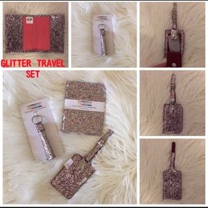 Matching Set Sequined Passport, Luggage, Key Tags